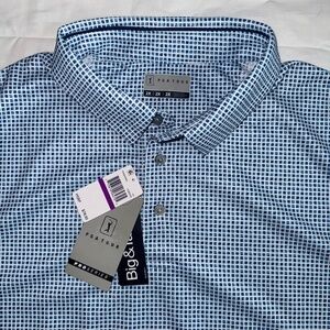 PGA Tour Blue and White Checkered Dress Shirt